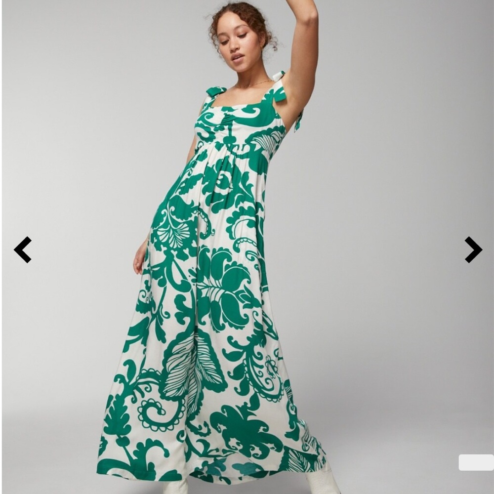 Floral Green and White Maxi Dress
